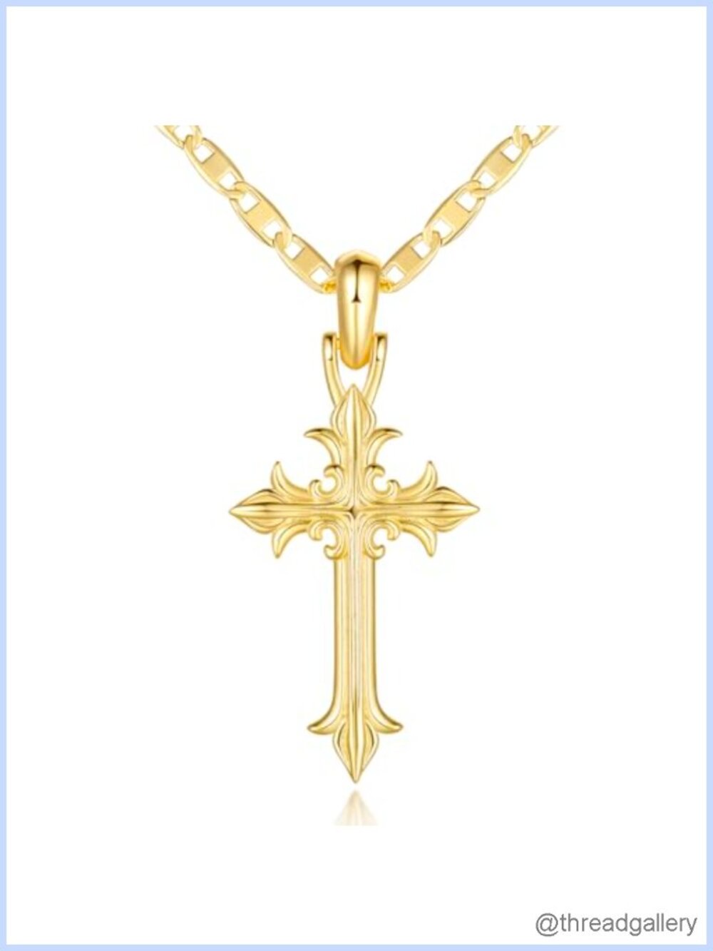 Gold Plated Cross Necklace 14k Gold Mariner Chain Pendant